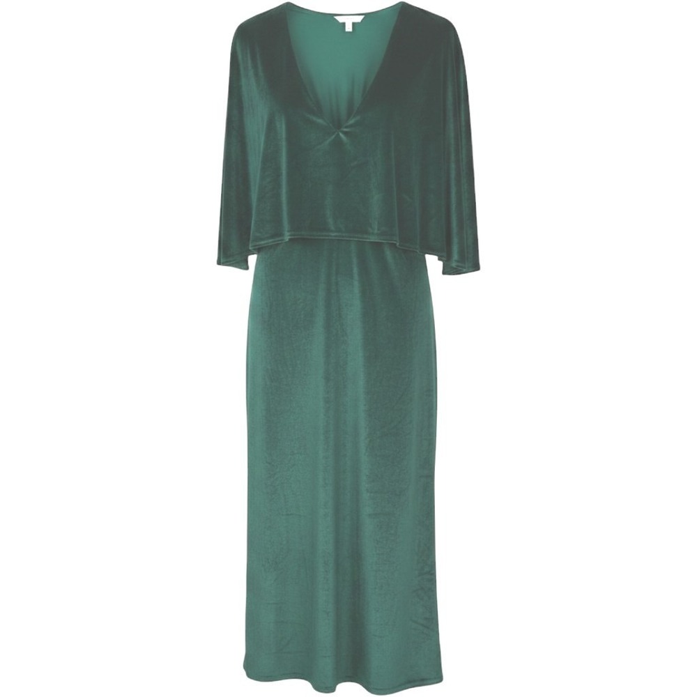 Club L London Green Velvet Cape Midi Dress V-Neck Sheath XXL holiday Cocktail